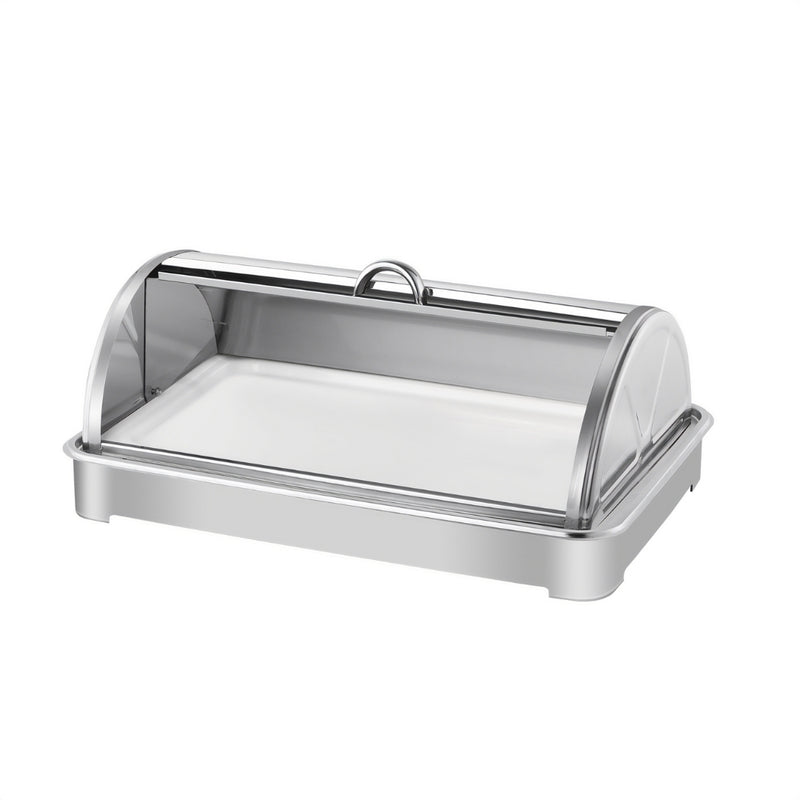 Ceramic Chafing Dish Stainless Steel Stand 59x38.5x7cm Silver 9L