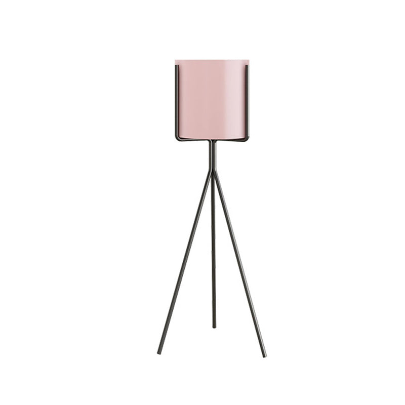 80cm Tripod Plant Stand Painted Iron Frame Enamel Pink Pot Black Legs