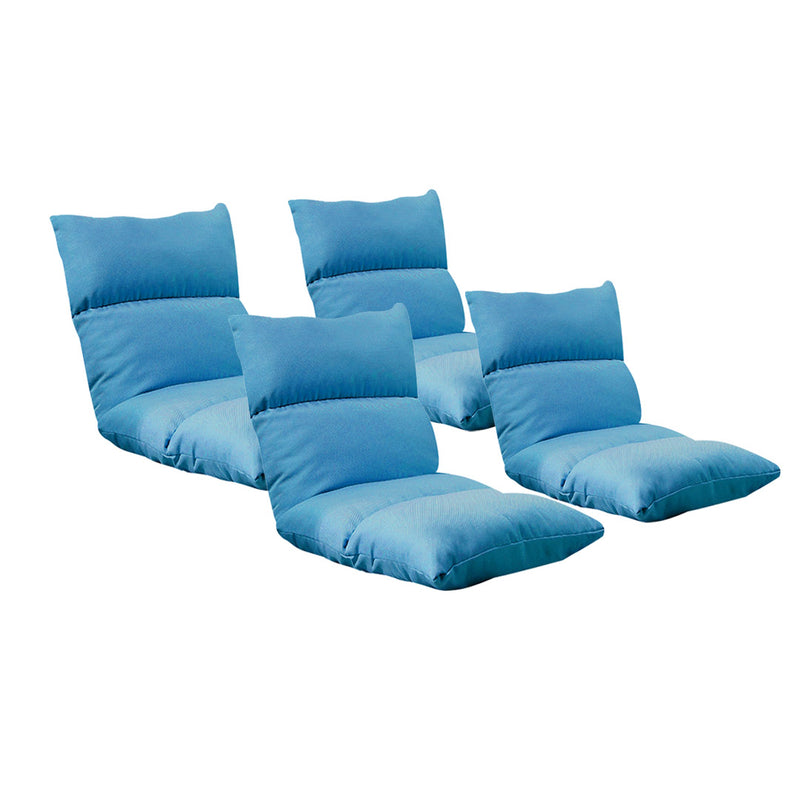 4X Floor Lounge Recliner Chair Linen Fabric 108x53x15cm 5 Position Blue