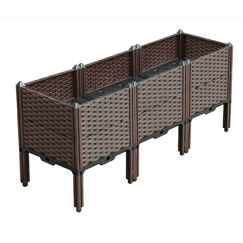 Raised Garden Bed Planter Box 120cm Plastic Self Watering Dark Brown With Legs