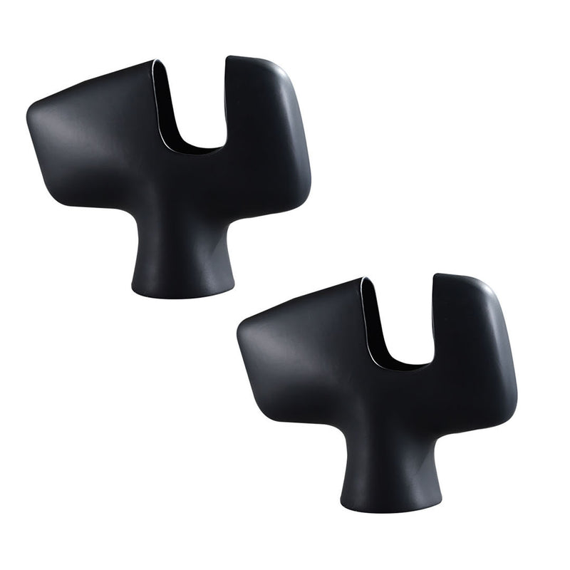 2X Ceramic Curved Decorative Vase 44X35cm Modern Sculptural Black Accent