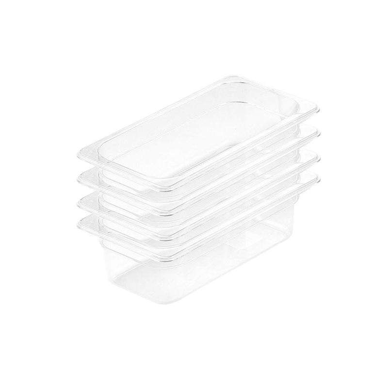 Gastronorm GN Pan 1/3 Clear Polycarbonate Food Tray Set of 4