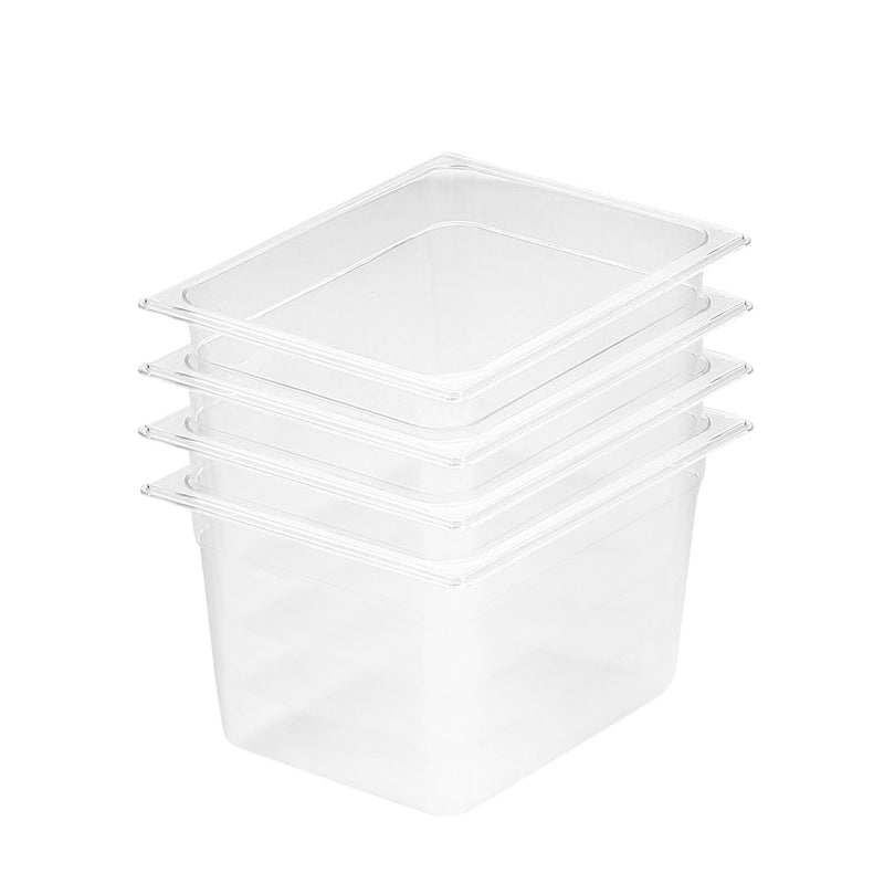 Clear Polycarbonate GN Food Trays 200mm Set of 4 Dishwasher Safe