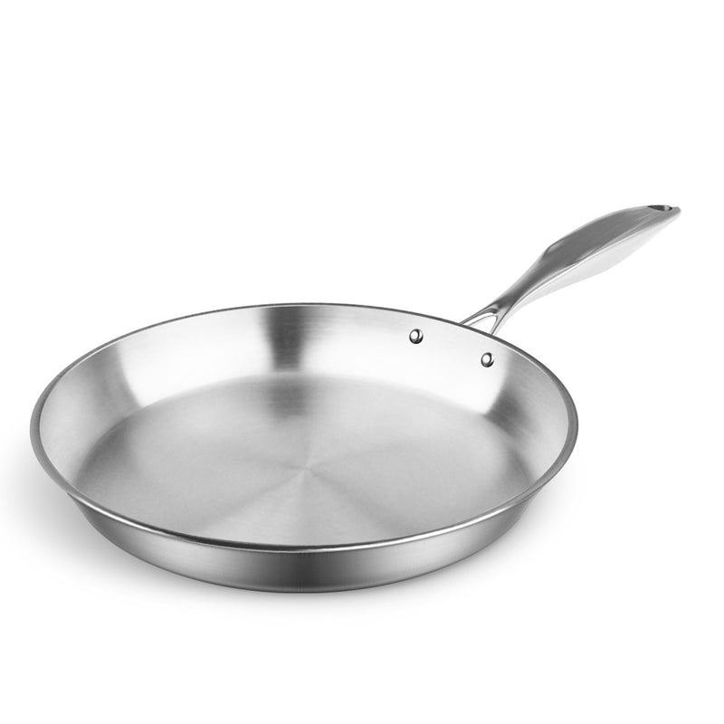 Stainless Steel Fry Pan 28cm Induction Compatible Riveted Heat Resistant Handle
