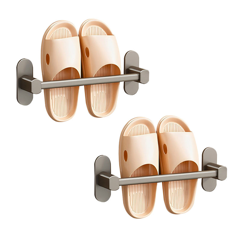 2X Wall Mounted Aluminum Slipper Rack 29cm Black Adhesive Waterproof Rust Proof