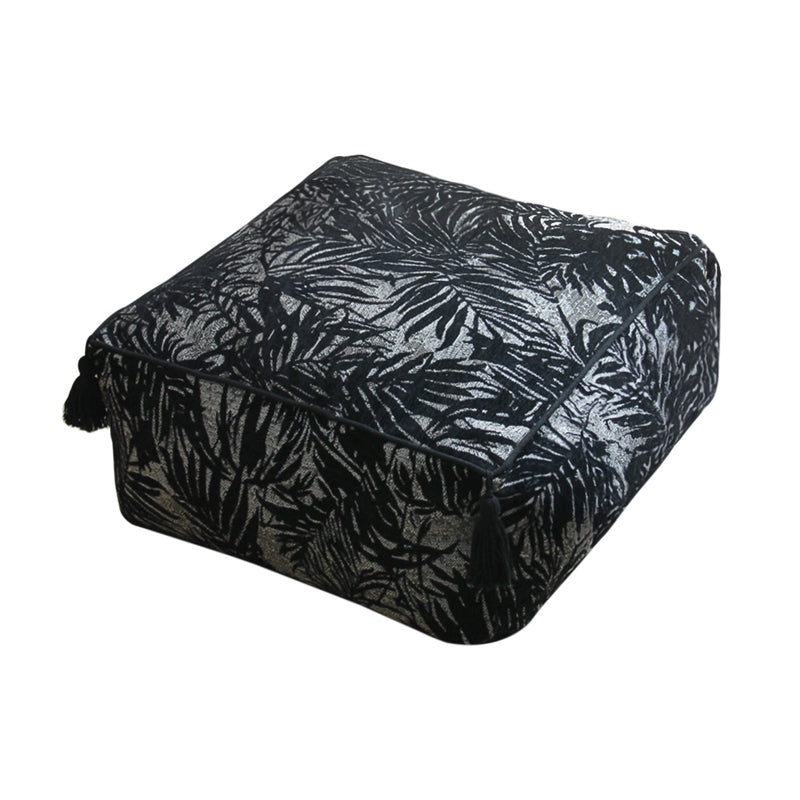 50cm Polyester Fiber Pouffe Cushion Expanded Polypropylene Insert Black