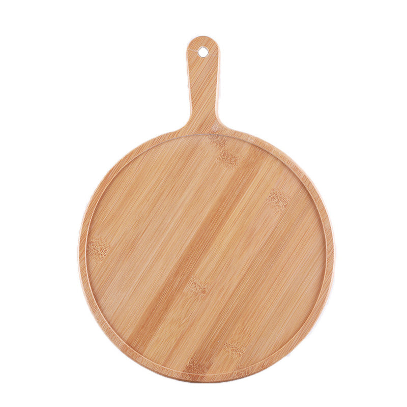 9 Inch Bamboo Wood Round Serving Tray With Handle Blonde Brown