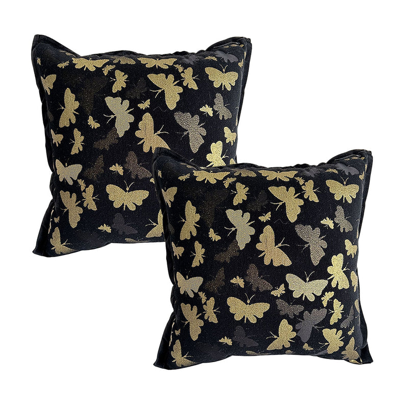 2X 45x45cm Velvet Plush Throw Pillow 15cm Thick Vintage Butterfly