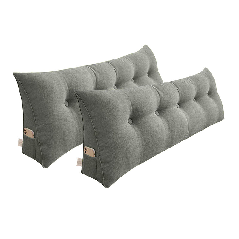 2X Triangular Wedge Bed Pillow 150cm Polyester Filled Grey Button Tufted