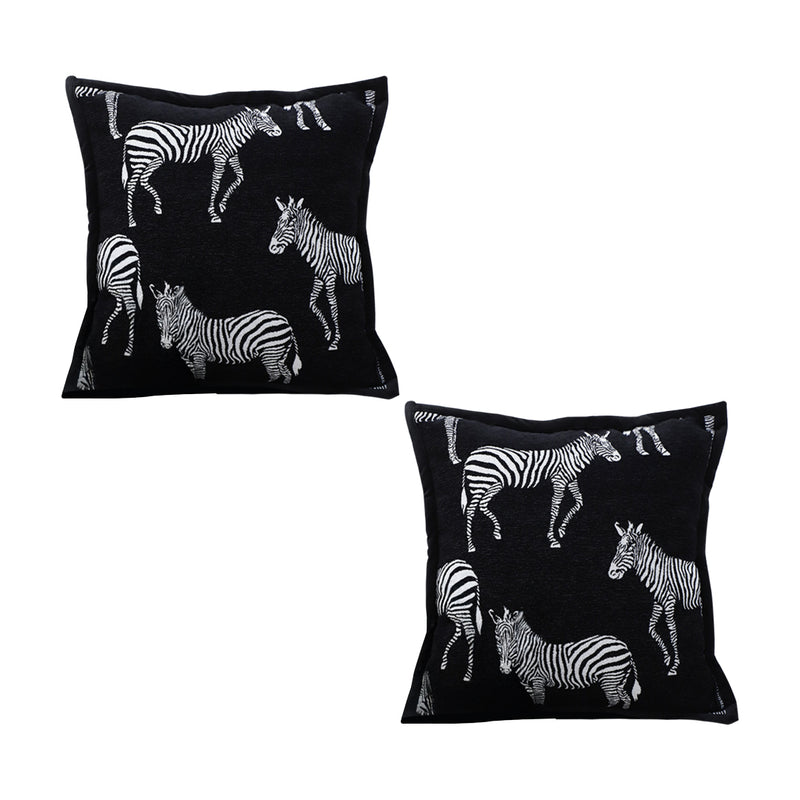 2X 50x50cm Black Zebra Square Throw Pillow Polyester Cotton Light Luxury