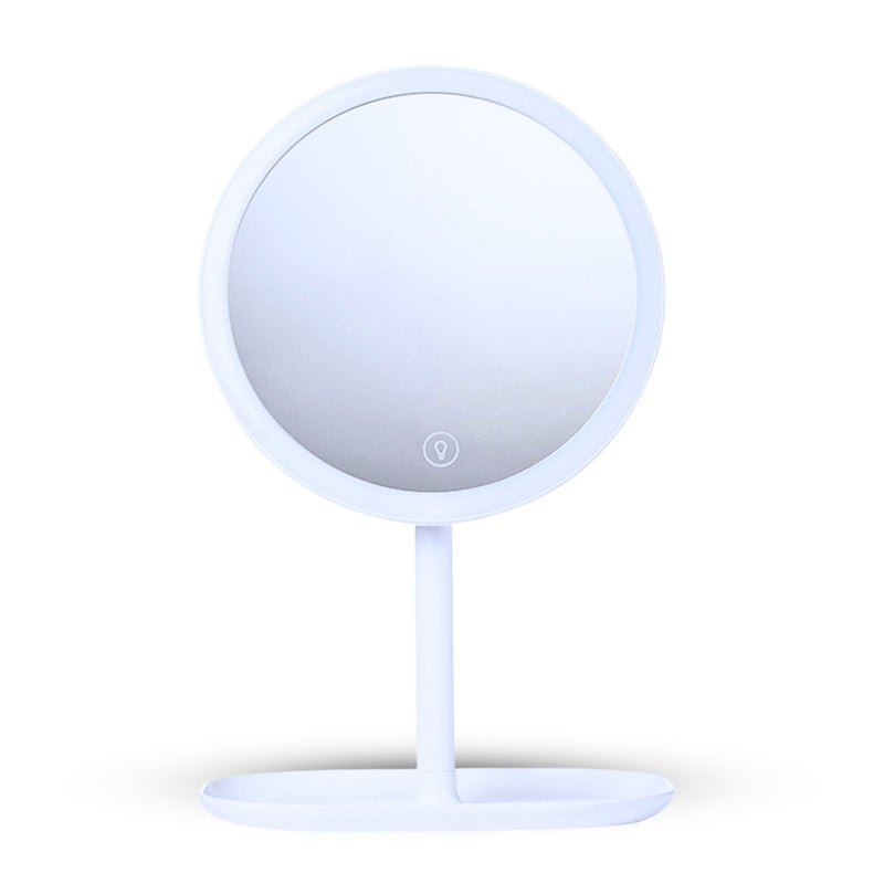 26cm Round Led Vanity Mirror Plastic White Tricolor Usb 360 Rotation