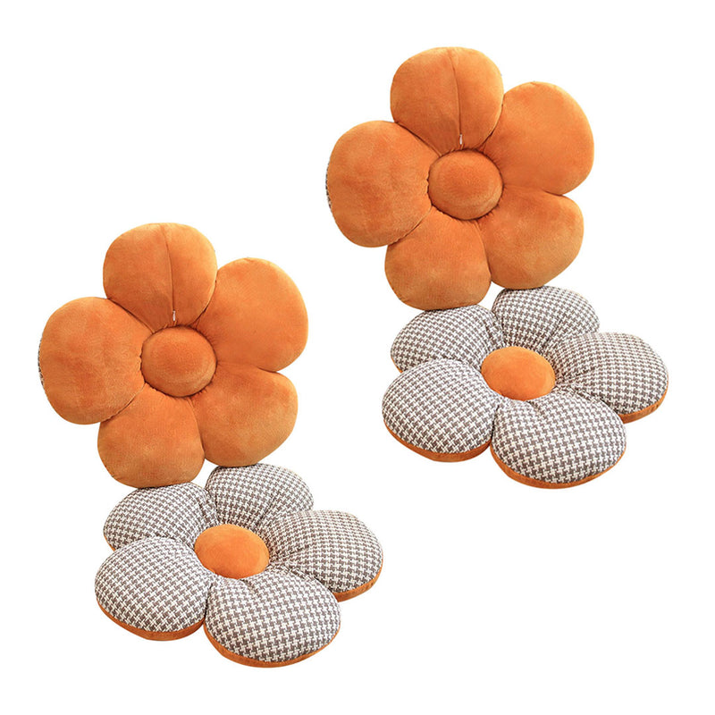 2X Orange Flower Seat Cushion 45cm PP Cotton Fabric Ergonomic Non Slip