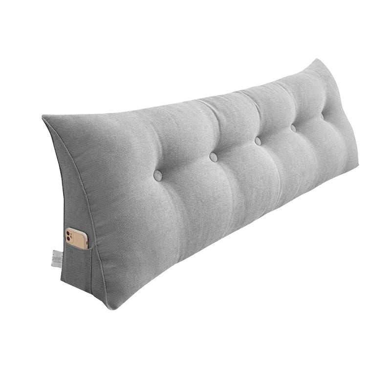 150cm Triangular Wedge Headboard Pillow Polyester PP Filled Silver Tufted Pocket