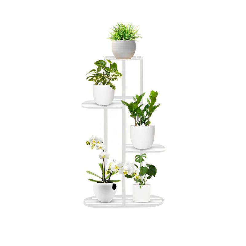 4 Tier 5 Pots White Metal Plant Stand Rack 44.5x22x82cm Space Saving
