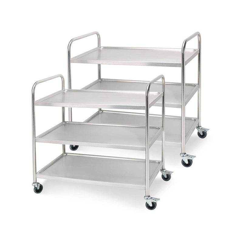 2X 3 Tier Stainless Steel Kitchen Trolley 18 10 Small Size With Locking Wheels