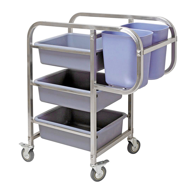 3 Tier Food Trolley PVC Waste Cart 5 Bins 82x43x92cm Square Kitchen Utility