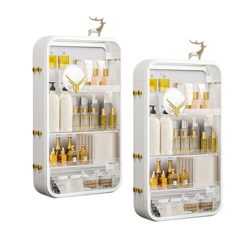 2X Multi Tier Cosmetic Storage Rack White Bathroom Vanity Tray Organiser