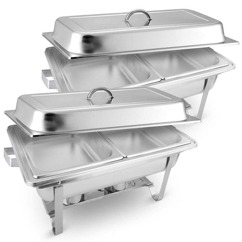2X 4.5L Stainless Steel Dual Tray Chafing Food Warmer Catering Dish Set