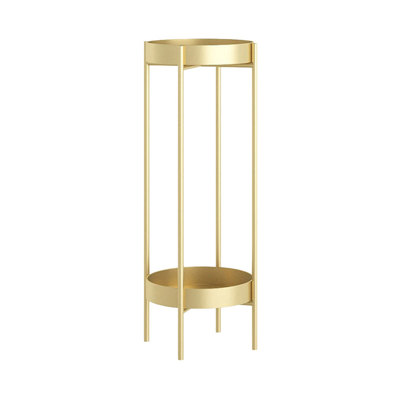2 Tier Metal Plant Stand 80cm Gold Enamel Pots Corner Indoor Outdoor