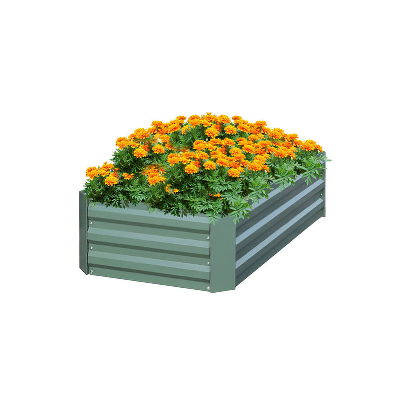 90X60X30cm Galvanized Iron Rectangular Raised Garden Bed Green Outdoor