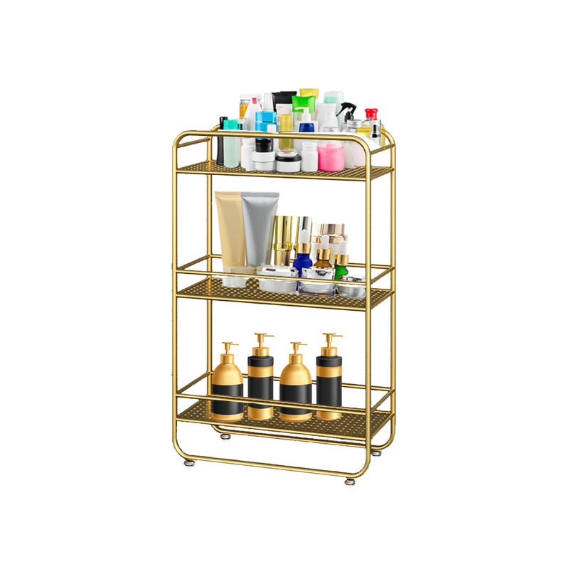 3 Tier Rectangular Metal Bathroom Shelf Gold 50x20x80cm Multipurpose Organizer