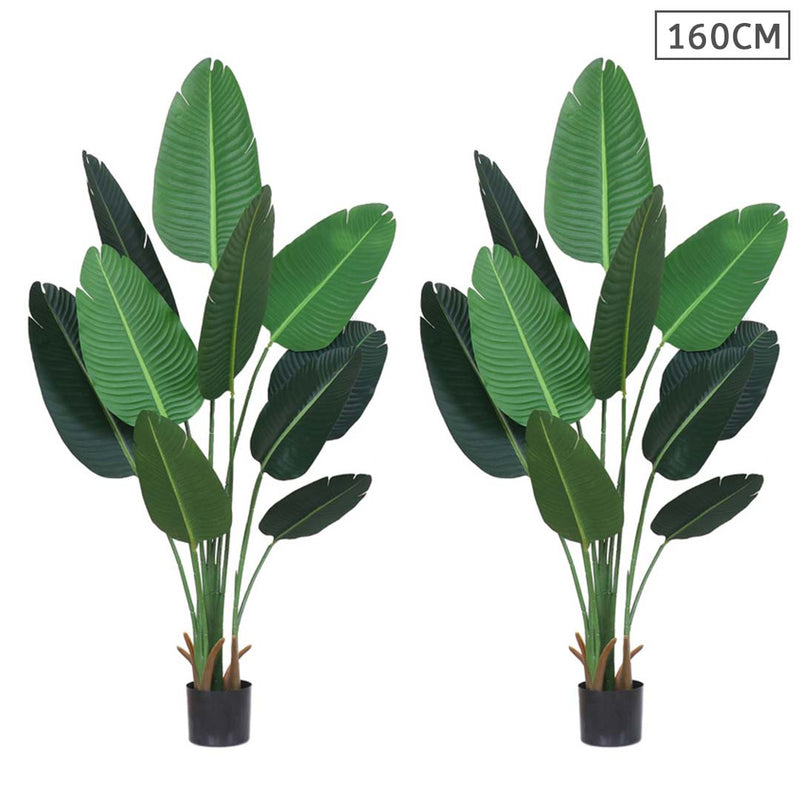 2X 160cm Artificial Traveler Banana Plant With Pot Indoor Outdoor Decor Green
