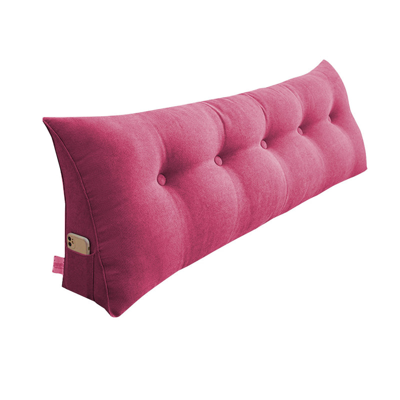 120cm Triangular Wedge Headboard Pillow Polyester PP Filling Button Tufted Pink