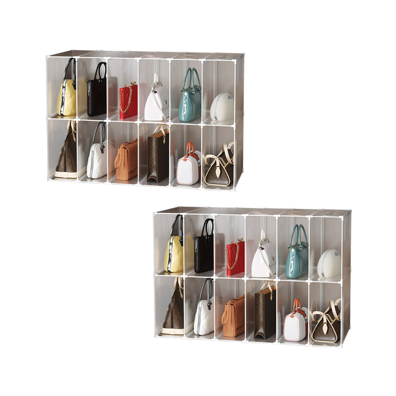 2X 12 Cube Foldable Bag Organizer Plastic Panels 105x47x72cm Transparent
