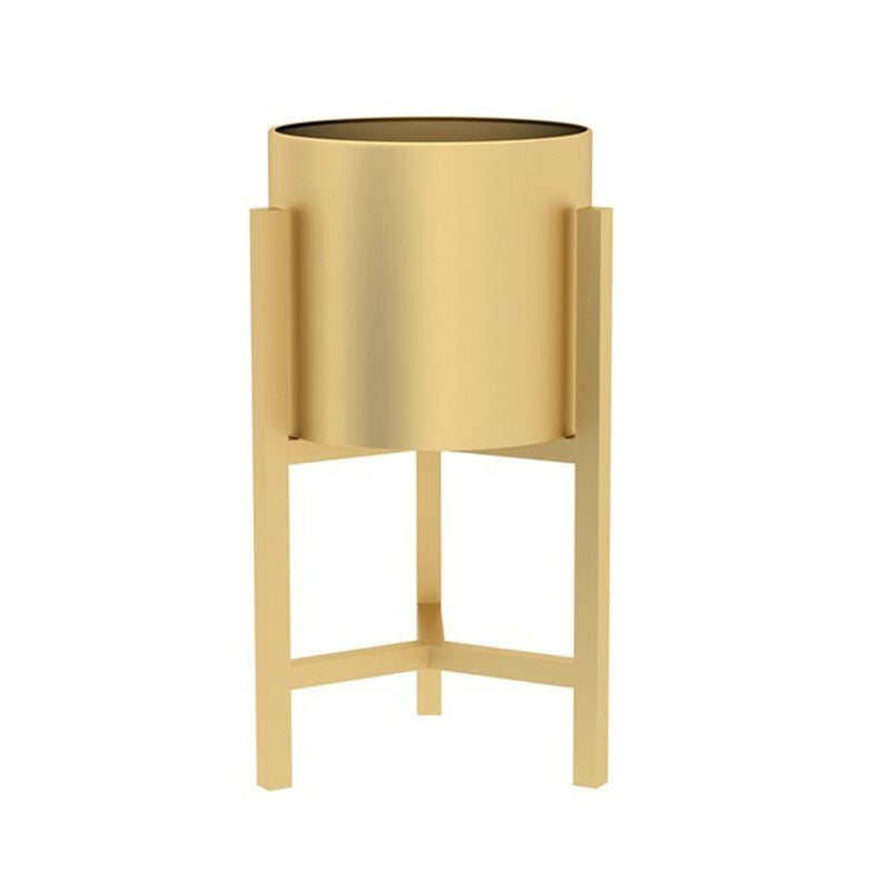 45CM Gold Painted Iron Plant Stand With 20cm Enamel Pot Corner Shelf