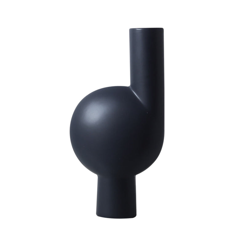 19x9.3x37cm Ceramic Modern Abstract Vase Narrow Neck Black Home Decor