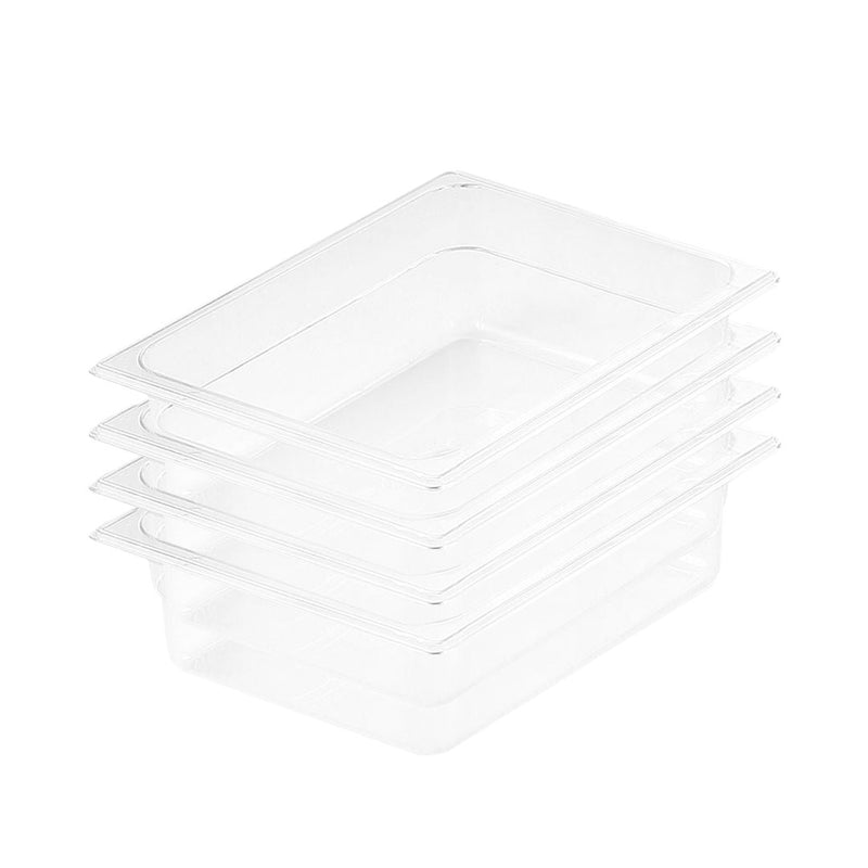 4X 100mm GN Food Tray Polycarbonate Clear Dishwasher Safe Freezer Safe