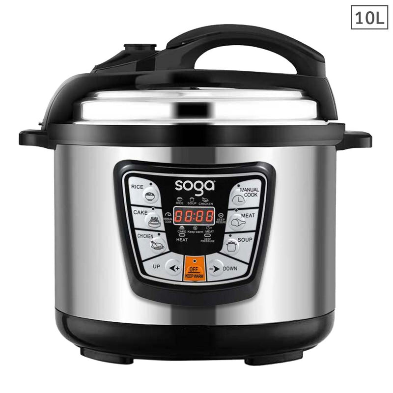 Electric Pressure Cooker 10L Stainless Steel Nonstick 1600W Programmable