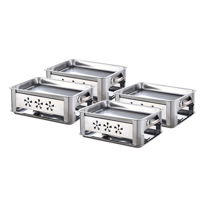 4X 45cm Portable Stainless Steel Chafing Dish BBQ Fish Stove Grill Plate