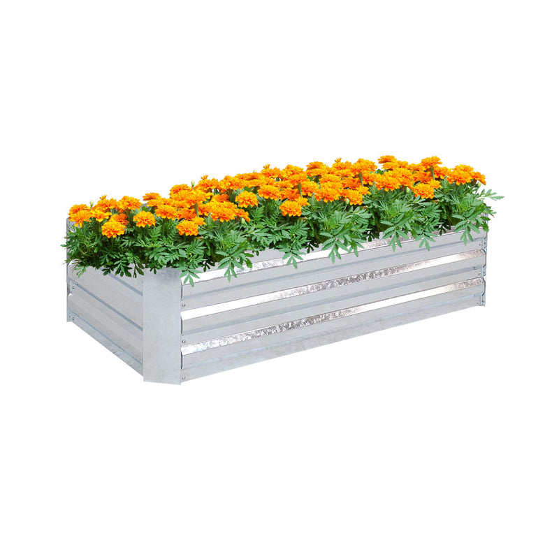Rectangle Galvanised Iron Raised Garden Bed 120X60X30cm Silver Anti Rust Outdoor