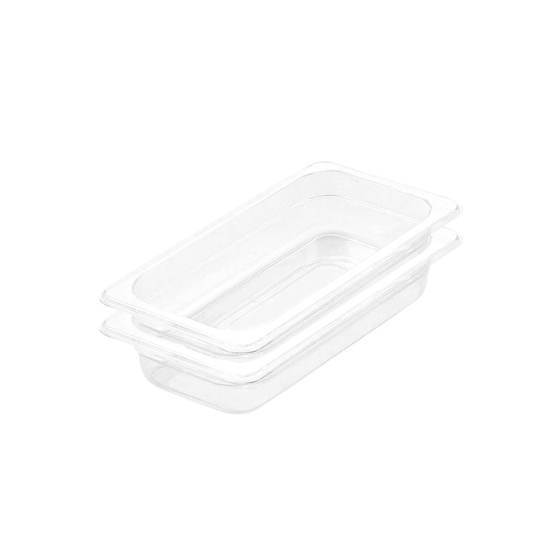 Clear GN Pan 1/3 Polycarbonate Food Tray Set of 2 Dishwasher Safe 65mm