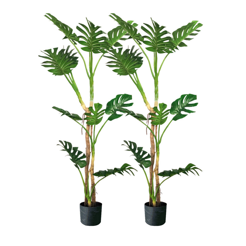 2X 175cm Potted Artificial Monstera Palm Realistic Touch UV Resistant Green