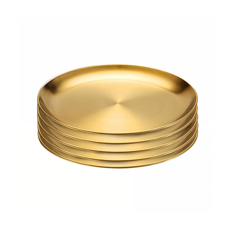 Gold Stainless Steel Grilling Plate 23cm Heat Resistant BBQ Outdoor Cooking 5 Pcs