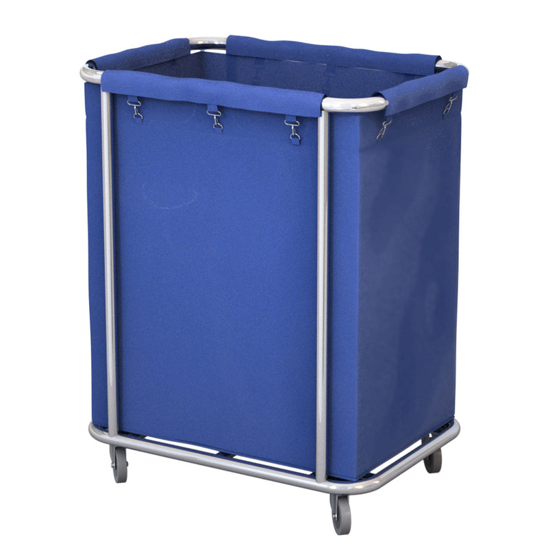 Stainless Steel Square Linen Cart 65x45x84cm Oxford Fabric Bag Blue Casters