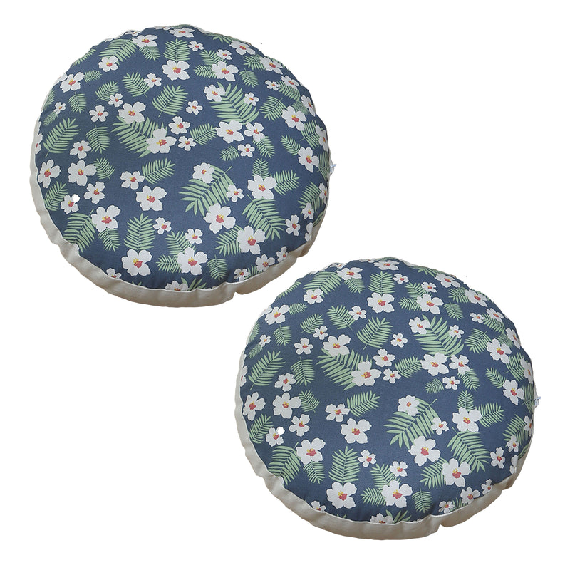 2X 53cm Soft Polyester Cotton Pouffed Cushion Epp Particle Insert Multicolor