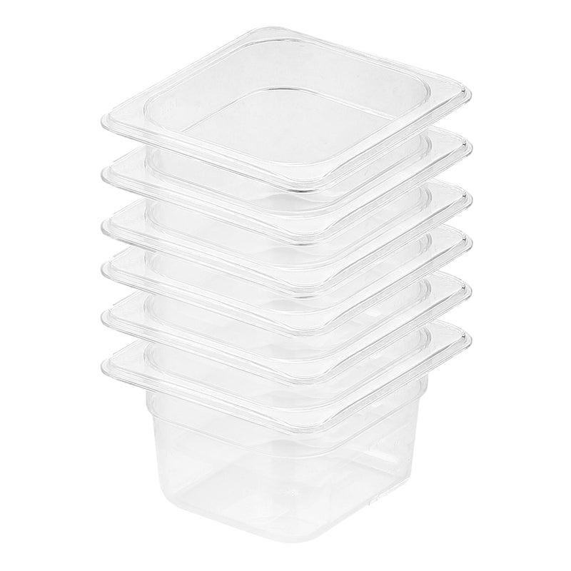 100mm Clear Polycarbonate Gastronorm Gn Pan 1/6 Food Tray Bundle of 6