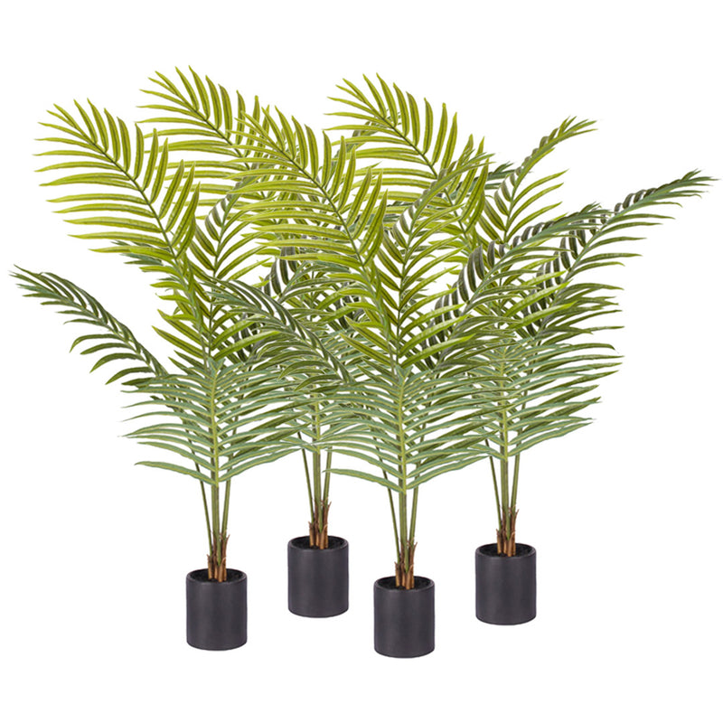 4X 120cm Artificial Areca Palm Trees With Black Cement Pots Realistic