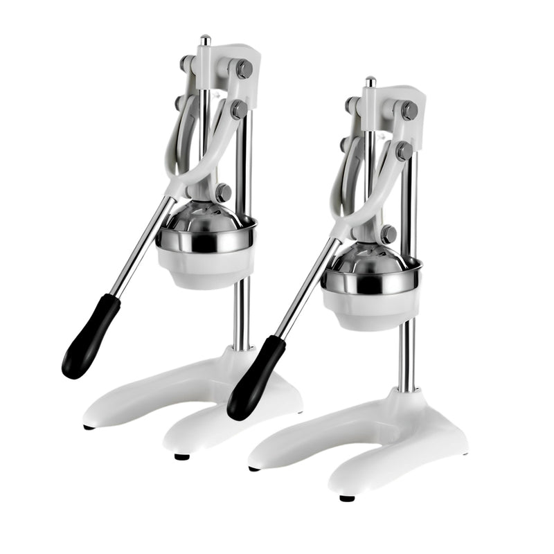 2X Manual Hand Press Citrus Juicer 304 Stainless Steel Aluminum Body 48cm White