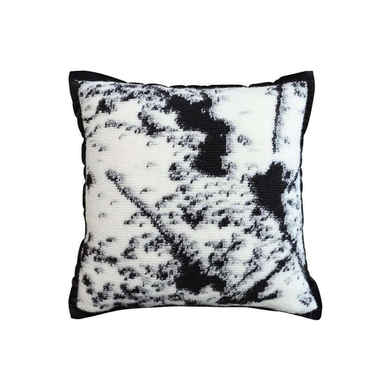 Throw Pillow 50x50x18cm Polyester Cotton Thick Plush Black White Leopard