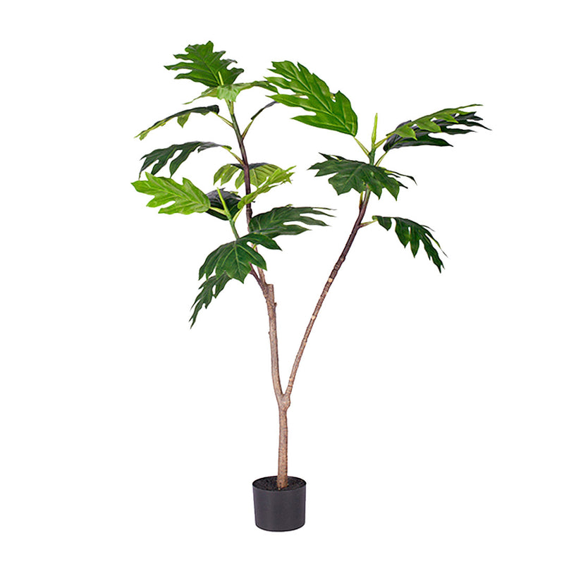 Artificial Split Leaf Philodendron Tree 120cm Polyethylene Green 18 Leaves Pot