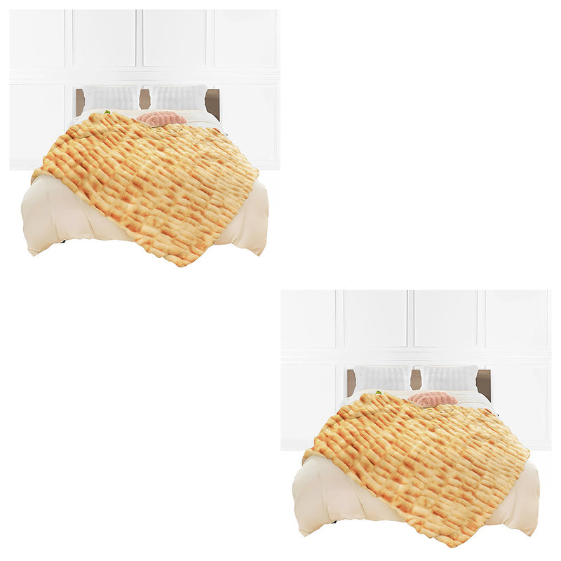 2X 150x200cm Double Layer Polyester Faux Rabbit Fur Throw Blanket Camel Brown