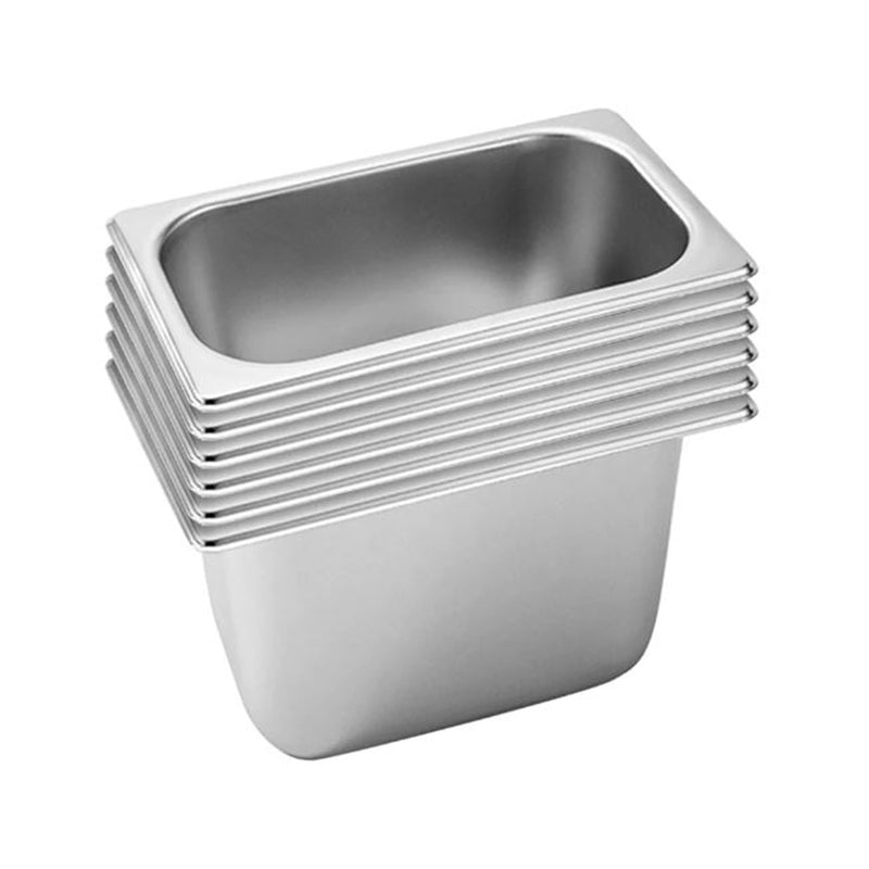 6X 1/3 GN Gastronorm Pan Stainless Steel 33.4x18.2x20cm Stackable Reinforced