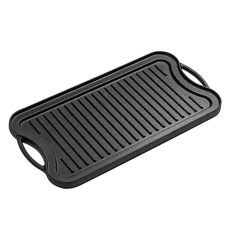 Cast Iron Ridged Griddle Pan 50.8cm Non Stick BBQ Stovetop Outdoor Cooking