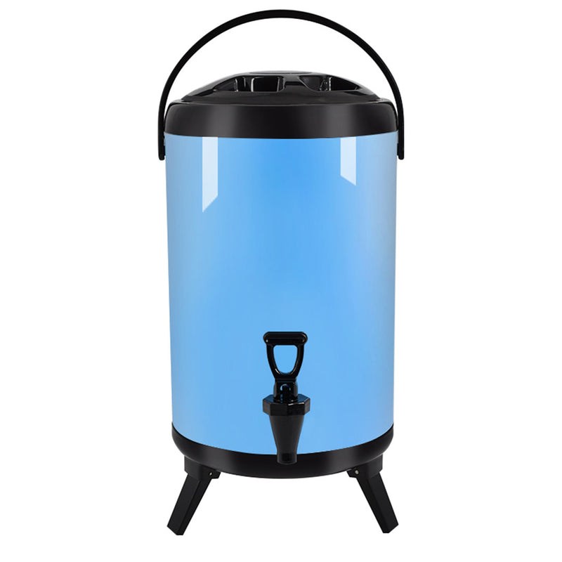 16L Stainless Steel Insulated Hot And Cold Beverage Dispenser With Faucet Blue