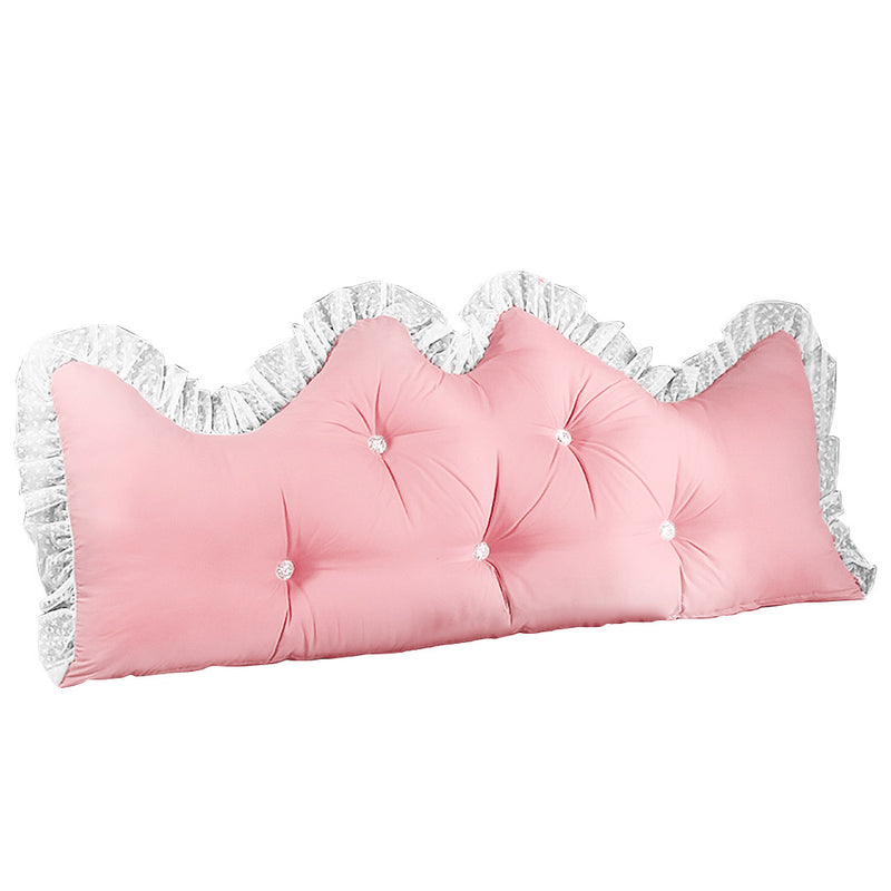 180cm Pink Princess Pillow Backrest Headboard Sofa Cushion with Ruffle Lace