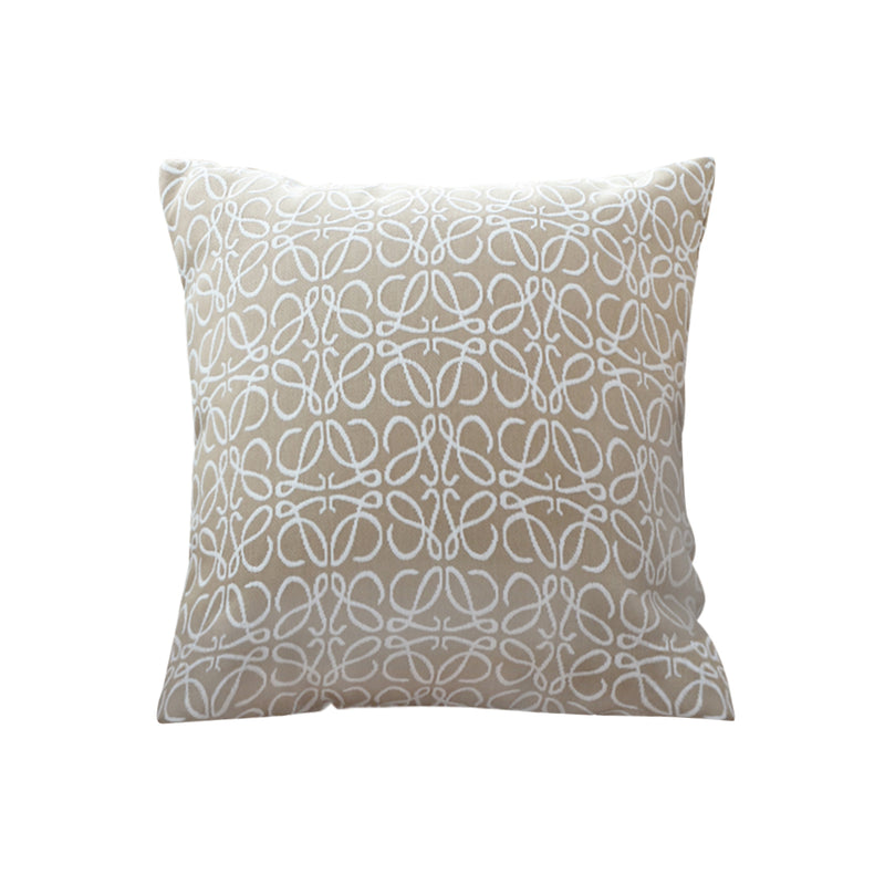 Throw Pillow Polyester Cotton 50x50x18cm Plush Filled White Beige Geometric